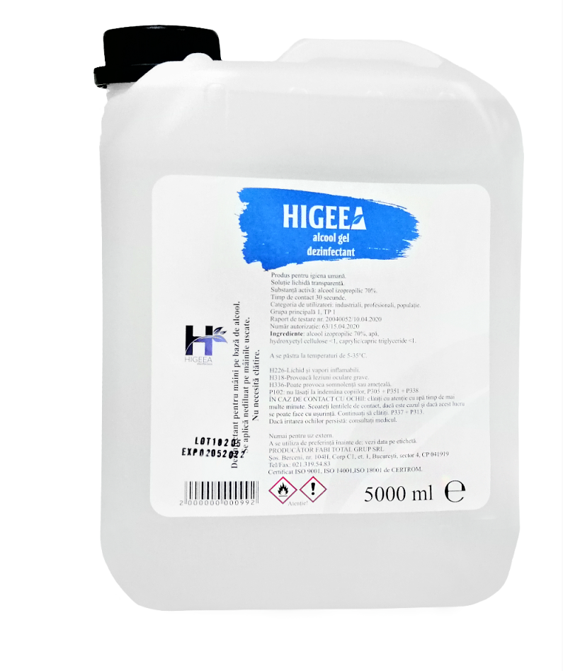 Higeea Alcool gel dezinfectant virucid pentru maini 5L